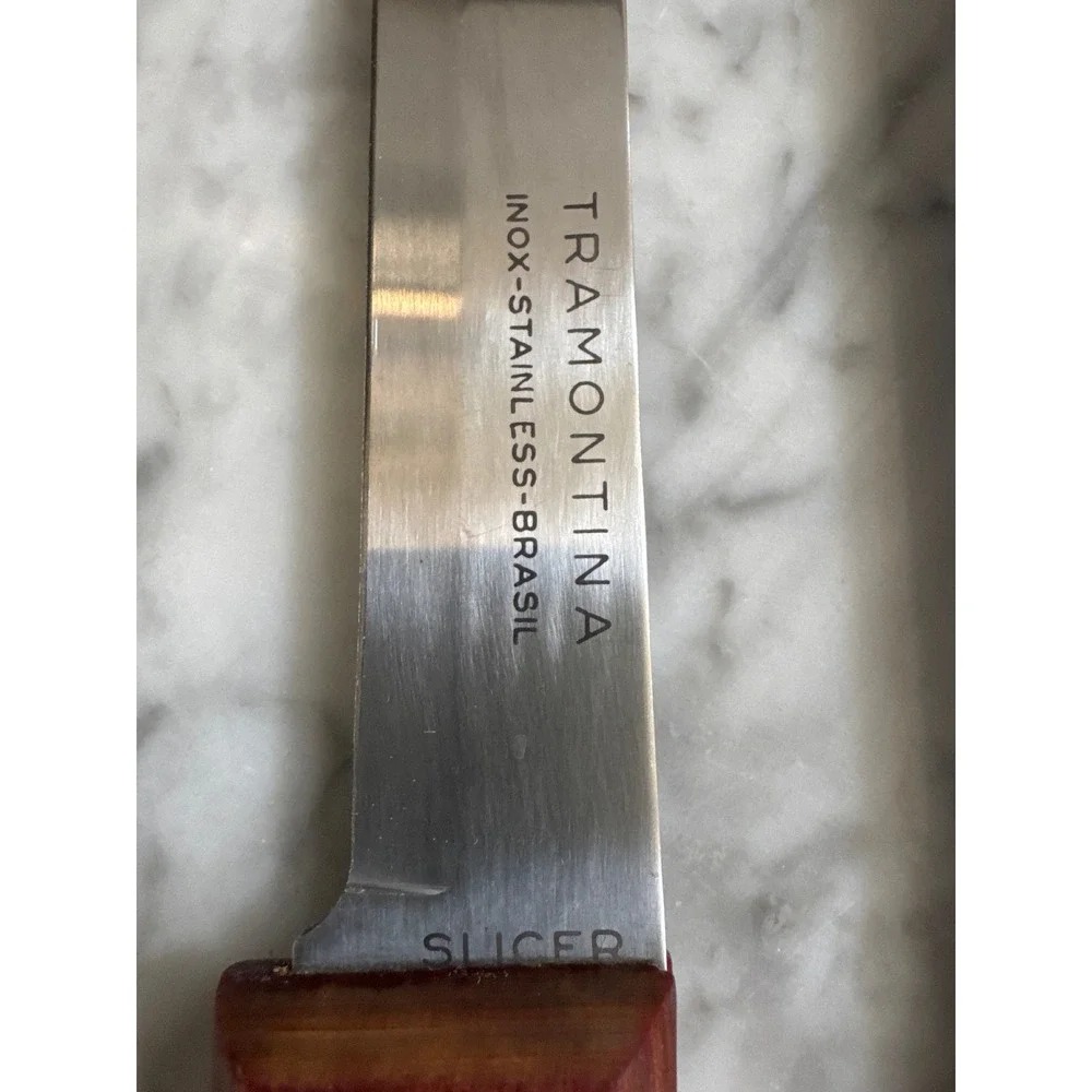 Tramontina Brazil Inox Stainless Steel Slicer Utility Knife Set Wood Handle 2pc